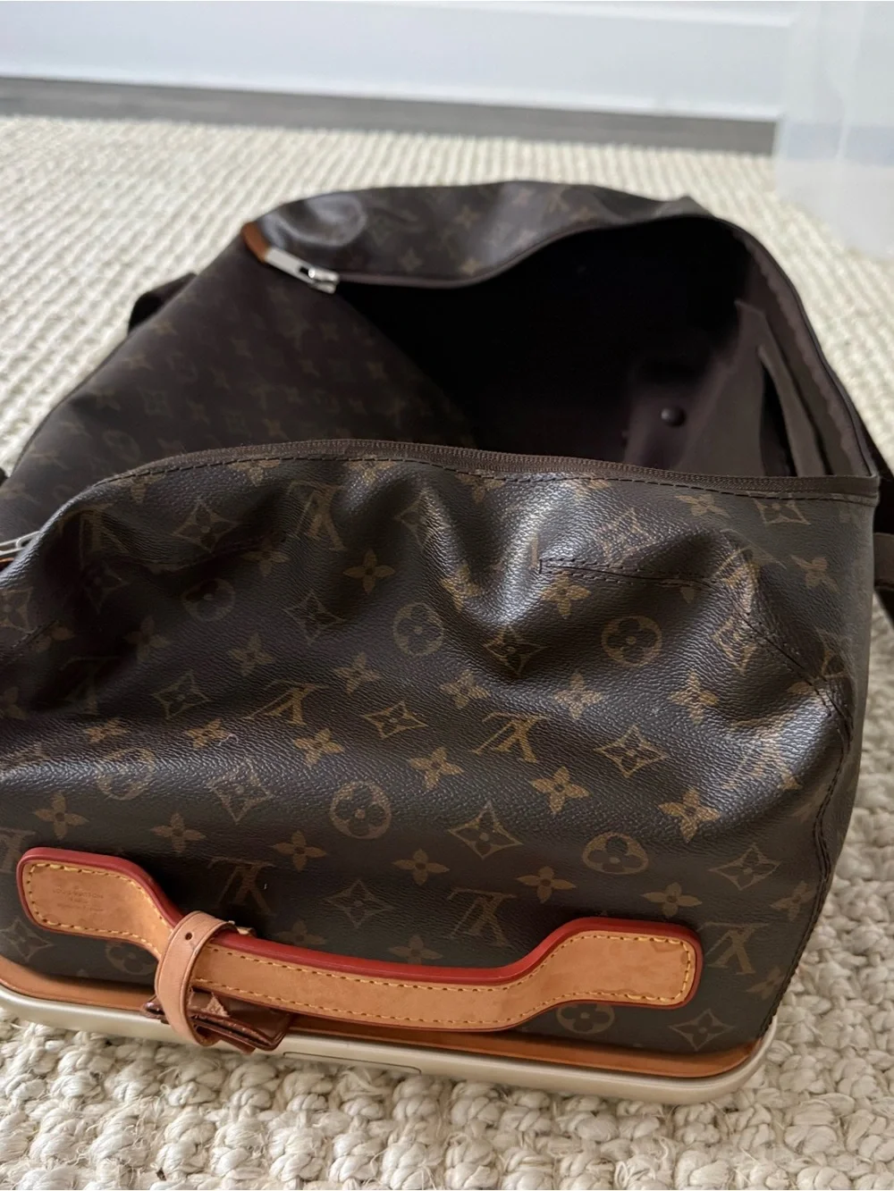 Louis Vuitton Monogram Rolling Travel Bag in Brown with Tan Trim